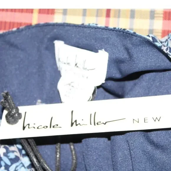 NWT Nicole Miller New York Blue Floral Midi Dress Smocked Waist Size Small - Picture 3 of 3